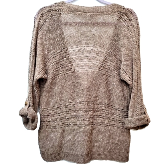J. Jill Tan Vneck Cotton Blend Cardigan Lightweight Openknit Size Small - Picture 9 of 11